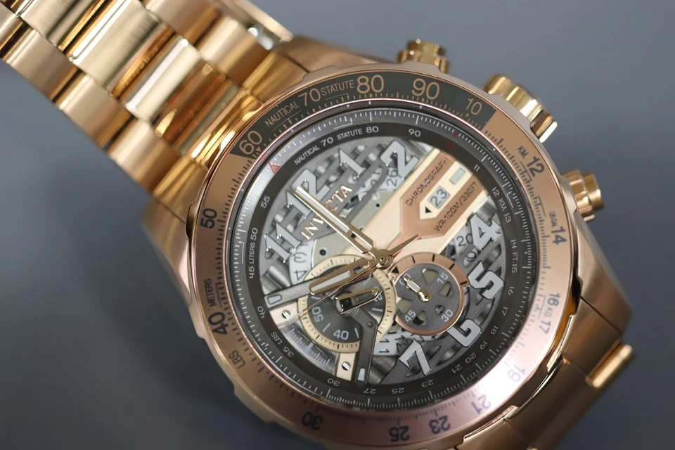 Reloj Invicta 36676 Hombre Aviador Carbón y Oro Rosa Esfera - Necesita Batería Foto 2 de 4