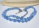 Lovely Vintage Deco 2 strand faceted blue aurora borealis crystal necklace