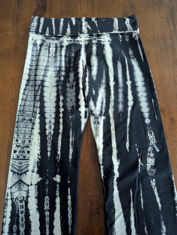 T вечеринки черный кости Tye краситель средний расклешенный леггинсы йога брюки сложить над талией новый - Изображение 2 из 4