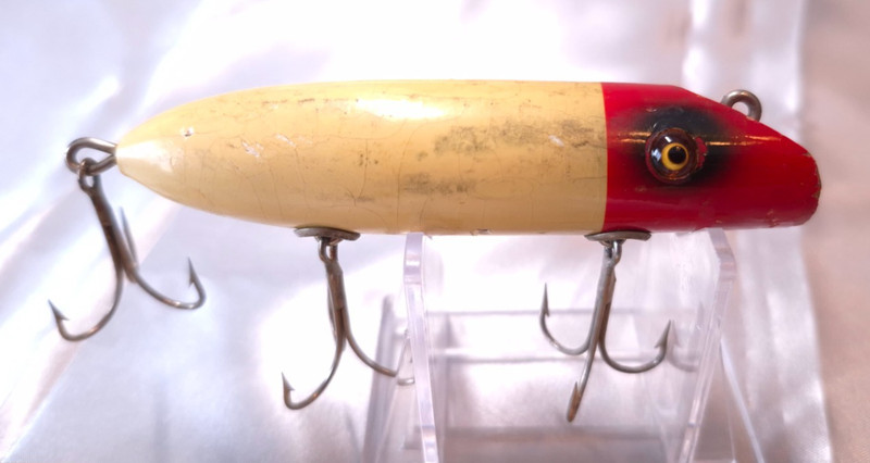 South Bend Bait Bass Oreno Vintage Wood Red Head Glass Eyes Fishing Lure Indiana