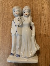 Vintage Porcelain Bride and Groom Figurine Wedding Cake Topper