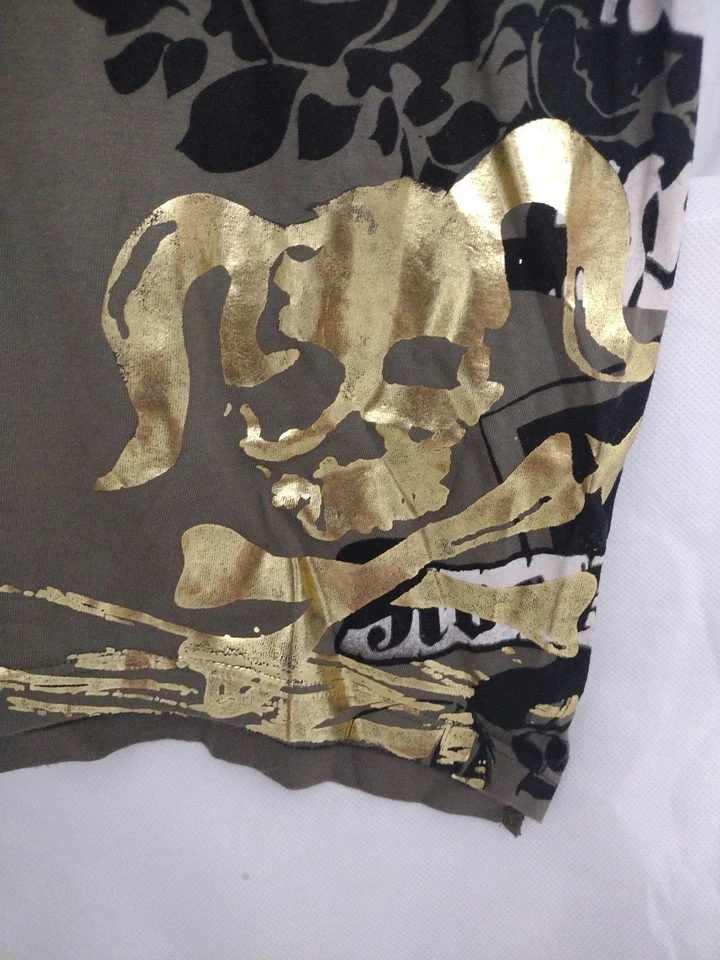 Smet By Christian Audigier 衬衫男式 2XL 棕色头骨图形美国制造 — 第 3/4 张图片