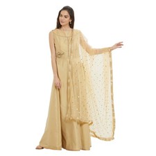 Womans Embellished Gold Net Dupatta