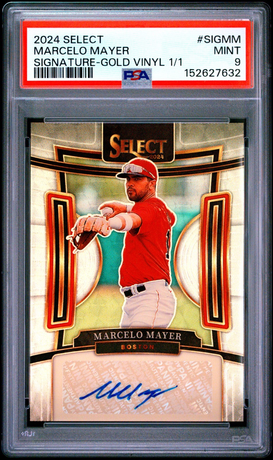 2024 Panini Select #SIG-MM Marcelo Mayer Signature Gold Vinyl Auto 1/1 PSA 9