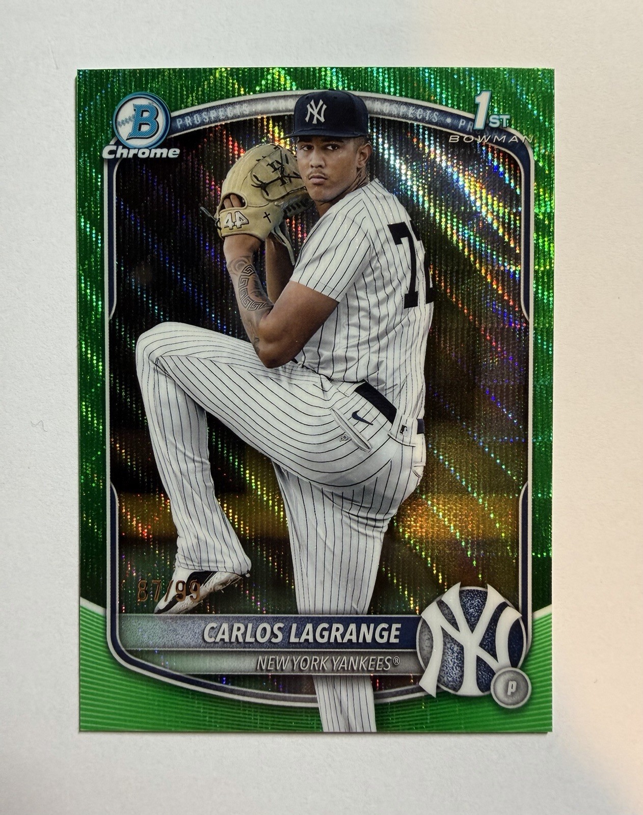 2025 1st Bowman Chrome - Prospects Carlos Lagrange,  Green Wave Refractor /99