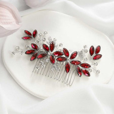 Crystal Bride Wedding Hair Comb Silver Leaf Bridal Hair Accessories Rhinestone P