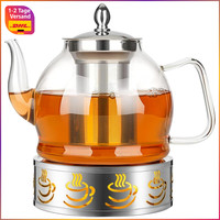 Teekanne 1200Ml Glas Mit StöVchen Siebeinsatz FüR Losen Tee Teebeutel 1,2L