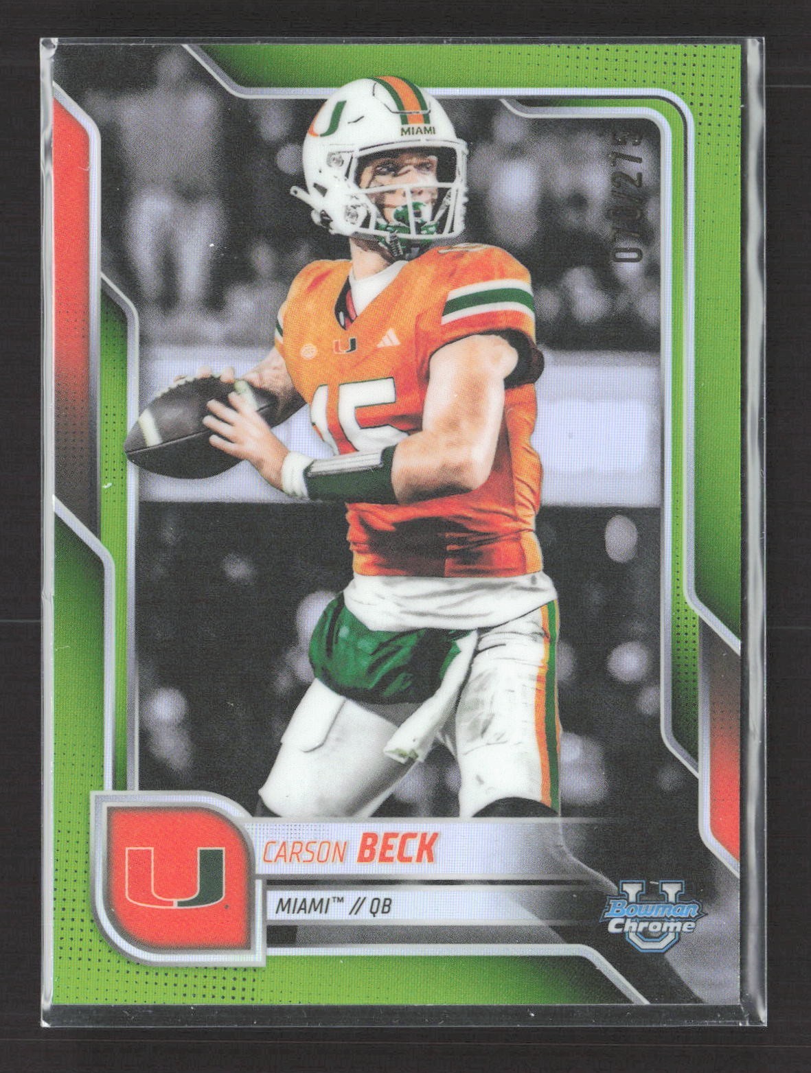 2025 Bowman University Chrome Carson Beck Lime Green /275 #138