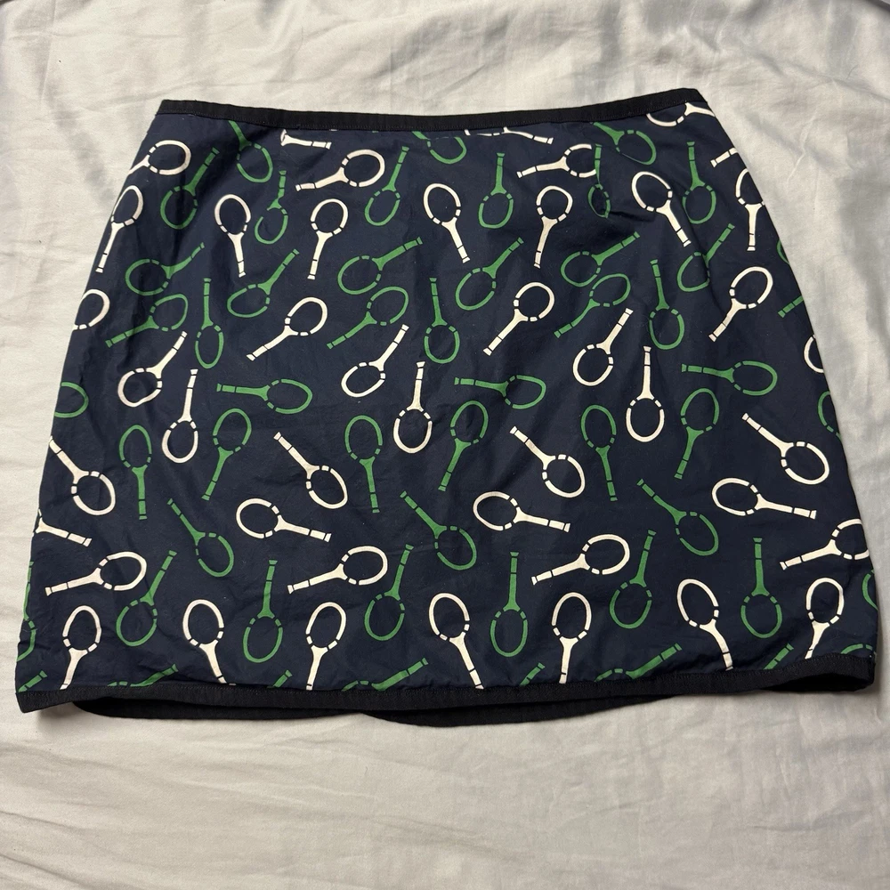 Brooks Brothers Reversible Tennis Skirt US 14 Blue Green with Racket