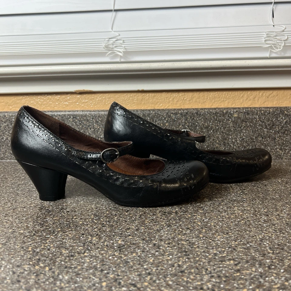 Naya Mary Jane Shoe Comfort Block Heel Womens Size 9M Black Leather Classic Pump - Image 4 of 4