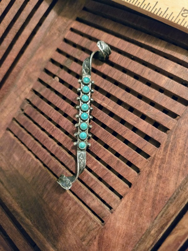 Antique Zuni Tribe Sterling Silver Turquoise Brooch
