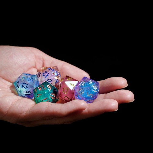 Liquid Core Dice Set with First Ever LED Display Case - 7-PC Hand-Painted Sha... - Picture 7 of 9