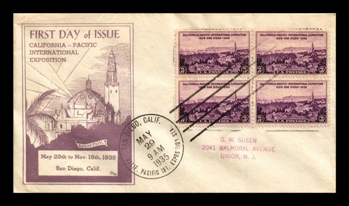 DR JIM STAMPS US COVER CALIFORNIA PACIFIC EXPO FDC SCOTT 773 BLOCK OF 4 DYER