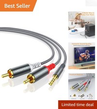 Braided 6.6 Feet RCA to 3.5mm AUX Cable - Male-Male Connector for Audio Devices