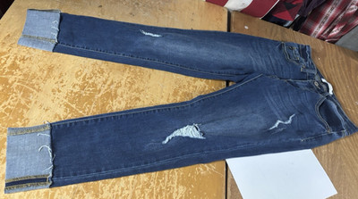 Kancan Distressed Cuffed Crop Skinny MidRise Stretch KC5034D Jeans 5/26 Raw Hem