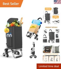 Easily Maneuverable 6-Wheel Shopping Cart with Waterproof Bag - 110 lbs Capacity