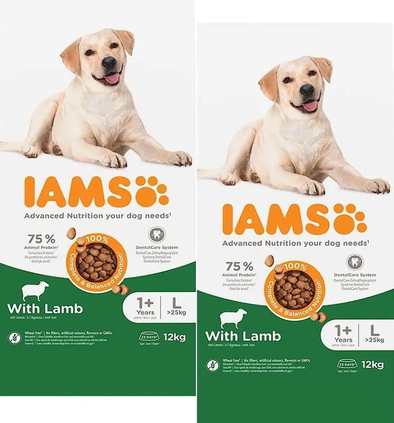 (€3,66/Kg) Iams Adult Large Dog Mit Lamm Hundefutter FüR GroßE Hunde: 2 X 12 Kg-image