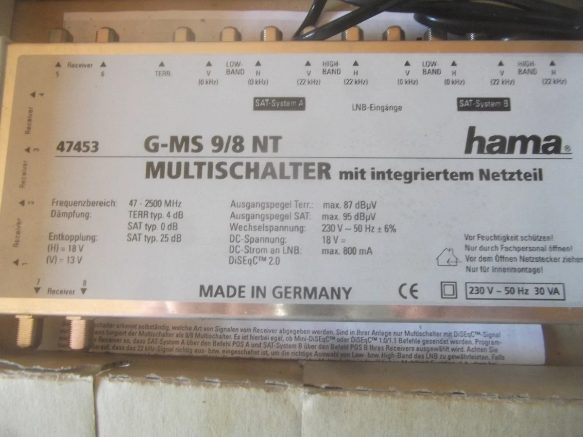 Interruptor múltiple HAMA 9/8 integrado. Fuente de alimentación SIN USAR Made in Germany