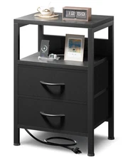 NightStand Bedside Charging Table Bedroom - Night Stand with Charger Station,...
