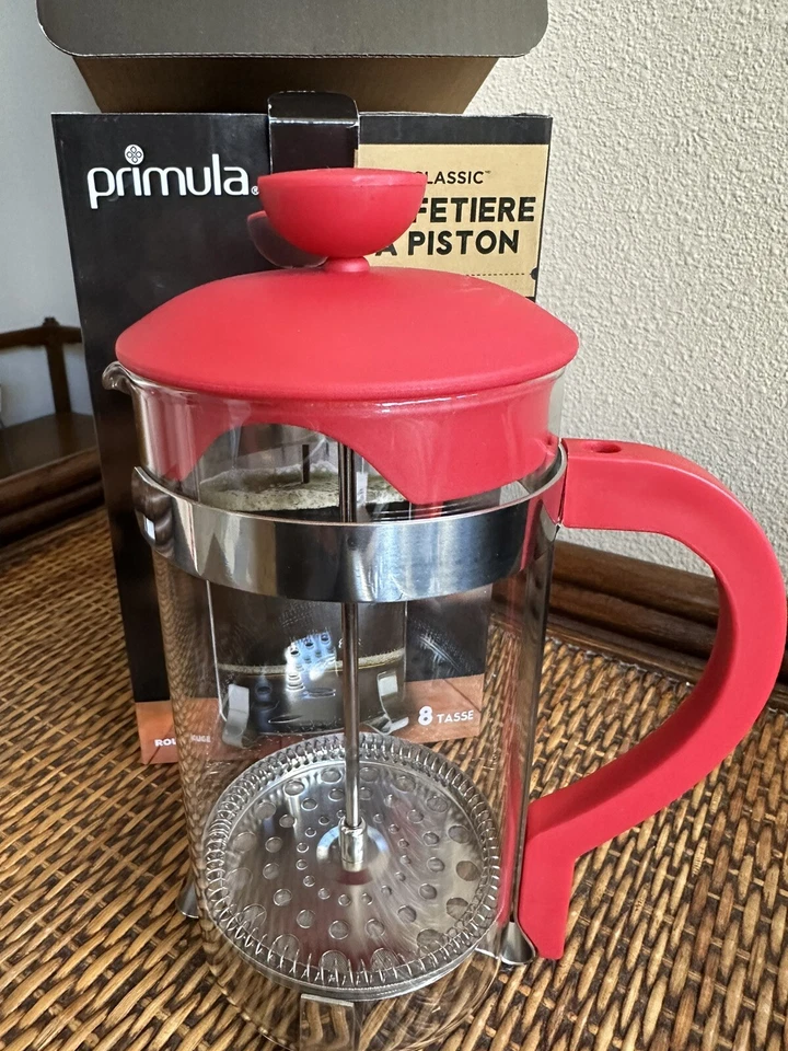 Primula Classic Coffee Press, Glass 8 cup, Red, French and American Style Coffee - Image 3 of 4