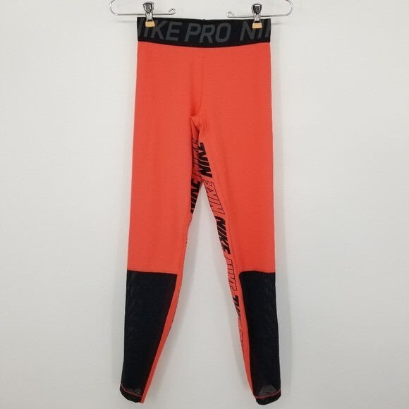 Leggings Nike Pro Dri Fit salmón rosa y negro bloque de colores talla pequeña-image