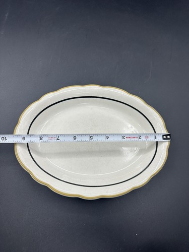 VTG Buffalo China Serving Platters Black Tan Lined Scalloped Rim Restaurant Ware - Picture 7 of 8