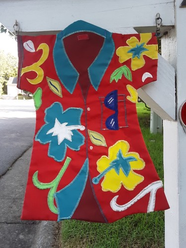 Red Hawaiian Shirt Garden / Mailbox Flag Nylon Sleeved 13"x18" Unique - Picture 2 of 2