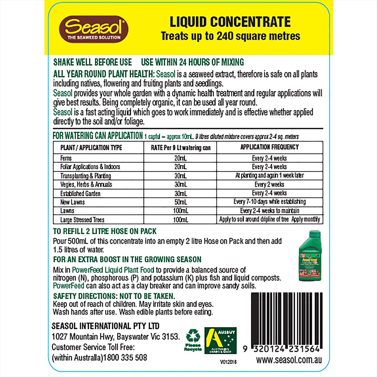 SEASOL 1.2L Liquid Fertilizer Garden Plant Food Root Growth Seaweed