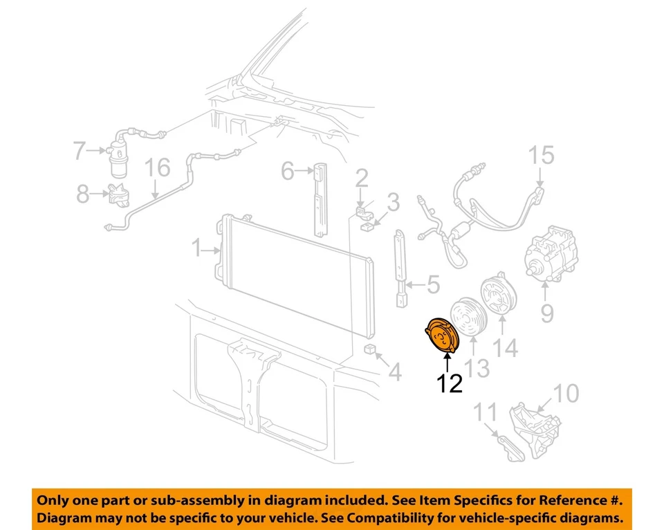 Used A/C Compressor fits: 2004 Ford F350SD PICKUP 8-363 6.0L diesel Grade C - Image 3 of 4