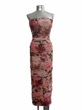 Express Floral print Scrunched strapless dress Size S