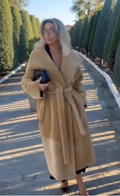 ZARA ZW COLLECTION BELTED FAUX FUR COAT BEIGE FW24/25 SIZES XS-L