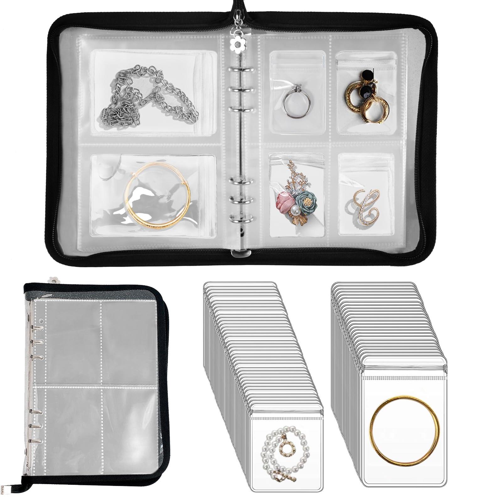 Transparent Anti-Tarnish Travel Jewelry Organizer Book Storage Set
