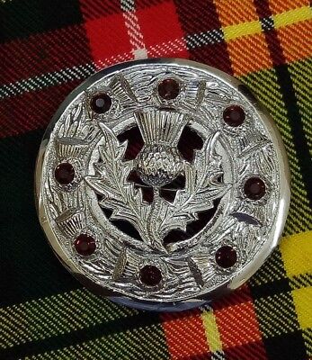 Men/'s Scottish Kilt Fly Plaid Brooch Thistle Crest Various Finish 3//Celtic Pin /& Brooches Highland