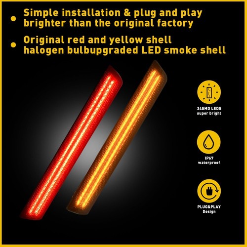 Smoke Lens Full LED Amber/Red Light Side Markers For 2015-22 Dodge Challenger - Picture 5 of 10