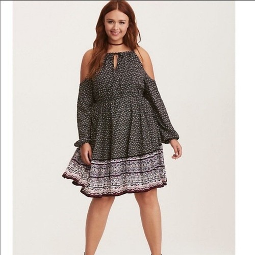 TORRID DRESS floral print cold shoulder 