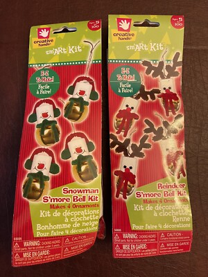 Lot Of 2 Creative Hands Sm ARt Kits Reindeer S more Bell & Snowman S more Bell