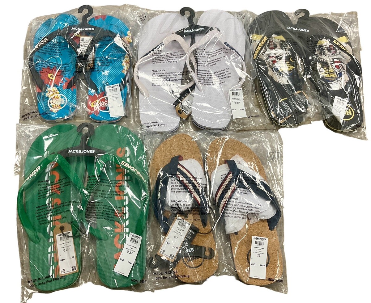 Jack & Jones Flip Flops Various Styles And Sizes ( 5 Pair 