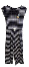Nautica Blue White Striped Jumpsuit Girls Size M 8/10 Glitter Pineapple Nautical