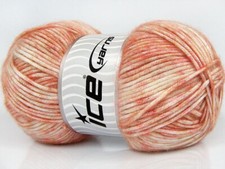 2-Skein Lot Mega Star Yarn Wool Light 2x150g/250m Salmon Cream