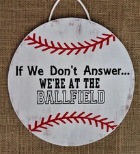 Distressed Rustic BASEBALL SIGN Primitive Decor Wall Art Door Hanger Plaque 