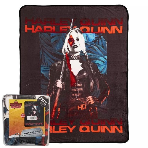 New Harley Quinn Plush Fleece Throw Gift Blanket Suicide Squad 2 Movie Villain - Picture 2 of 4