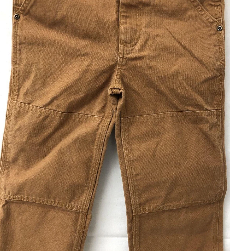 Carhartt Duck Bib Overalls Boys - Size 4- Canvas Double Knee. Unique Buckle - Image 3 of 4