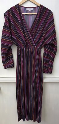 chelsea28 long sleeve faux wrap dress Chelsea 28 midi faux wrap dress 3/4 sleeve burgundy multi striped Size XS