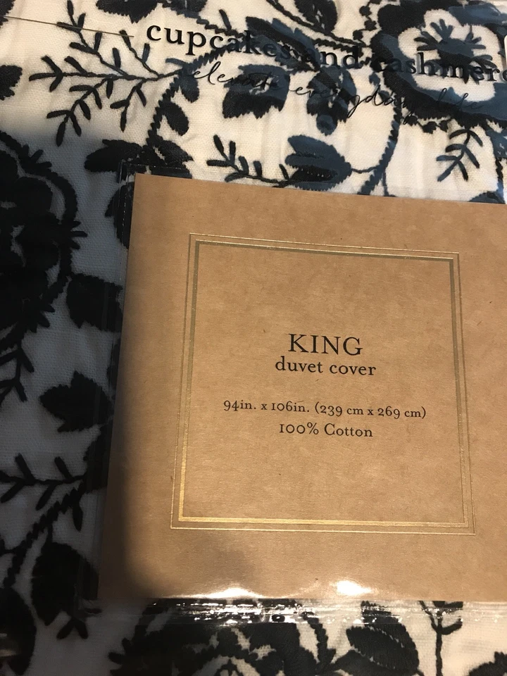 Capa de edredom king floral preto e branco cupcake e cashemere e duas fronhas padrão - Imagem 3 de 4