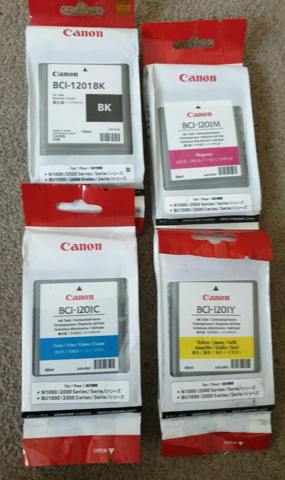 Genuine Canon BCI-1201 set of 4 ink cartridges for N1000/2000 BIJ 1000/2000 - Image 2 of 3