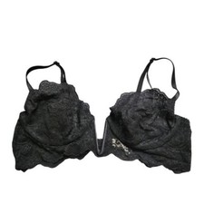 VICTORIA SECRET x VINTAGE gold label v-neck black lace bra size 36B