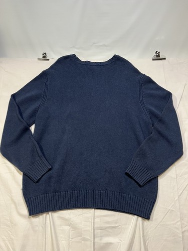 Warm Knit Sweater Blue Men's XL 100% Cotton Thick Ribbed Long Sleeve Crew Neck - Picture 6 of 15