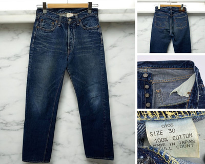 FULL COUNT 0105 Wide Jeans Indigo Japanese Denim Size 30 Fades Used