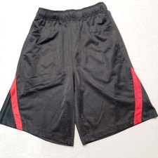 Vintage Spalding Gym Shorts Size Medium M Black Red Stripes