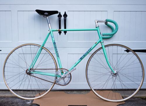 ¡De nuevo de lote antiguo! 1981 Bianchi Super Pista 58 cm Campagnolo Record bicicleta de pista Cinelli vintage  - Imagen 1 de 9